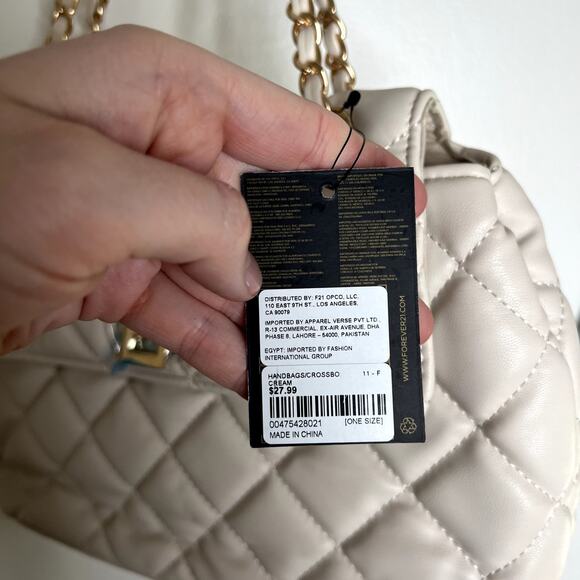 NWT Forever 21 Cream and Gold Chain Purse - Picture 4 of 7